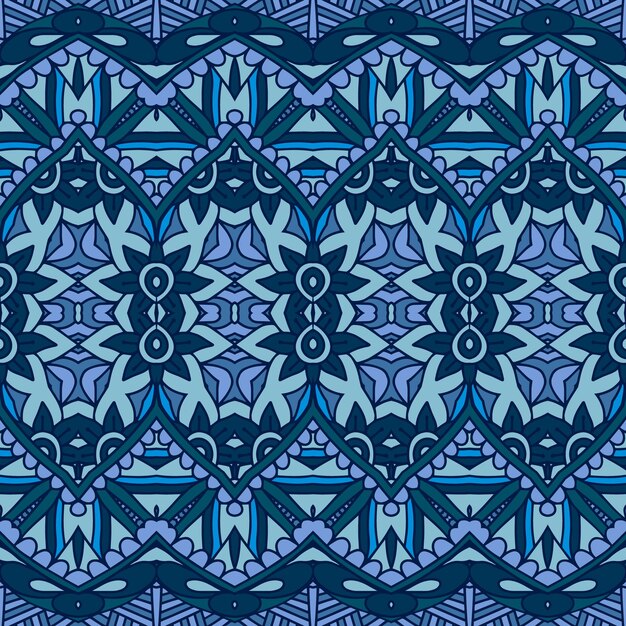 Mosaico azul patrón sin costuras con medallón mandala flor ornamental