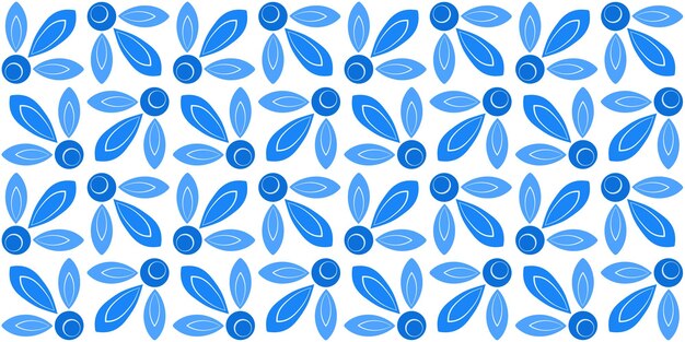 Mosaico azul patrón sin costuras Sombros de flores azules Folclore de plantas de fondo de elementos cuadrados