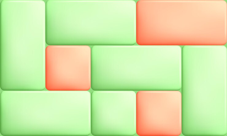 Vector el mosaico de bloques de plástico verde rojo con plegados en una estructura regular está hecho de grandes bloques de copia