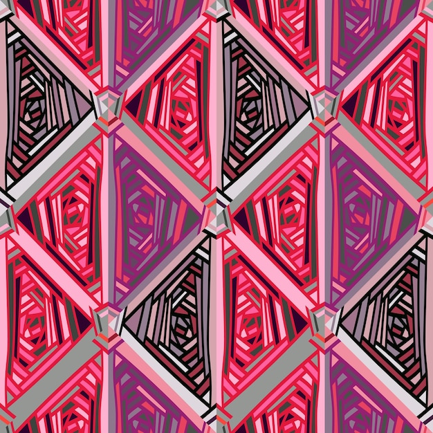 Mosaico étnico geométrico hecho a mano de patrones sin fisuras Ornamento de mosaico tribal abstracto