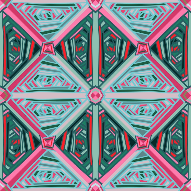 Mosaico étnico geométrico hecho a mano de patrones sin fisuras Ornamento de mosaico tribal abstracto