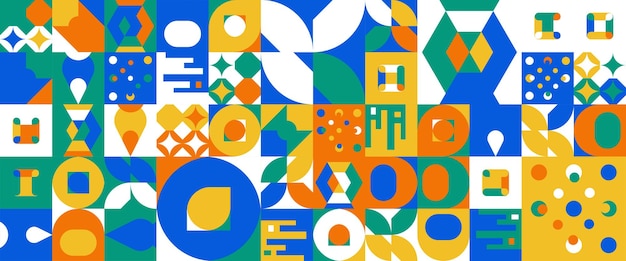 Mosaico geométrico colorido Ilustración de patrones sin costuras con formas abstractas creativas Para fondo de pancarta portada cartel papel tapiz presentación certificado de fondo
