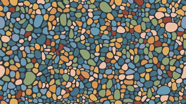 Mosaico de grava y piedra de guijarros con patrón sin costuras