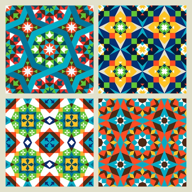 Vector mosaico marroquí o patrones sin fisuras árabes modernos