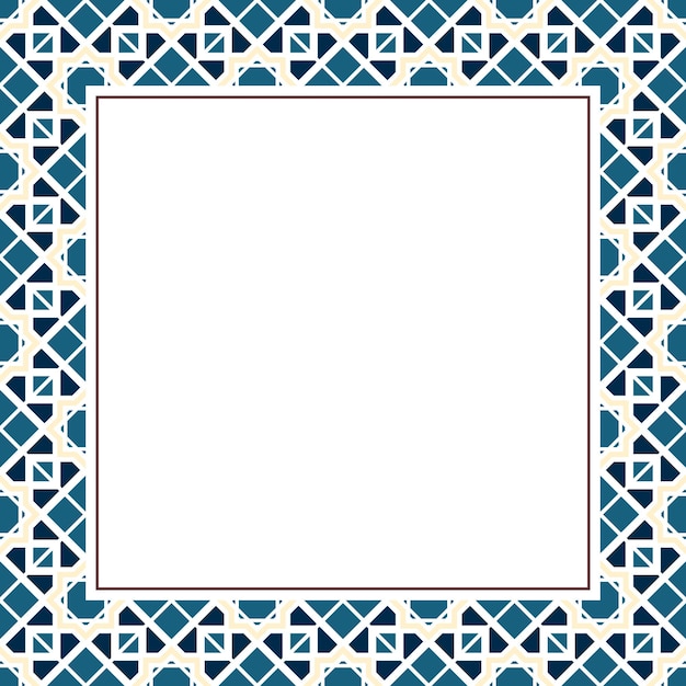 Mosaico ornamental oriental. Diseño árabe para decoración de páginas. Marco vectorial de borde de mosaico asiático