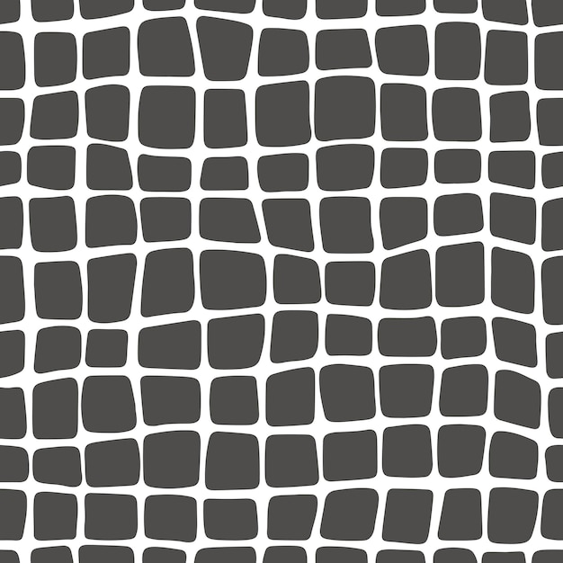 Mosaico de patrones sin fisuras Cuadrados redondeados retro Estilo minimalista en blanco y negro