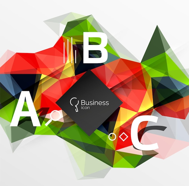 Mosaico bajo poli fondo abstracto con infografías opciones abc con texto modelo vectorial de fondo para diagrama de diseño de flujo de trabajo opciones de número o diseño web