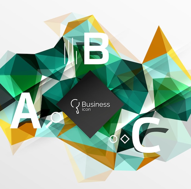 Mosaico bajo poli fondo abstracto con infografías opciones abc con texto modelo vectorial de fondo para diagrama de diseño de flujo de trabajo opciones de número o diseño web