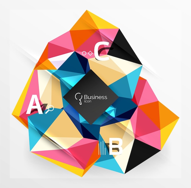Mosaico bajo poli fondo abstracto con infografías opciones abc con texto modelo vectorial de fondo para diagrama de diseño de flujo de trabajo opciones de número o diseño web