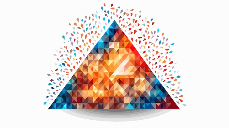 Vector mosaico triangular 2022 fuegos artificiales icono de las escaleras de las nubes