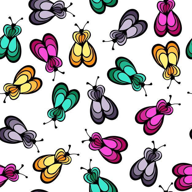 Mosca insecto insecto dibujos animados ilustración vector de patrones sin fisuras