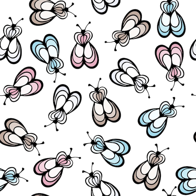 Mosca insecto insecto dibujos animados ilustración vector de patrones sin fisuras