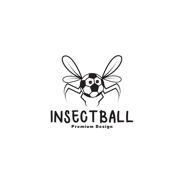 Mosca de insectos con pelota de fútbol logo símbolo icono vector diseño gráfico ilustración idea creativa