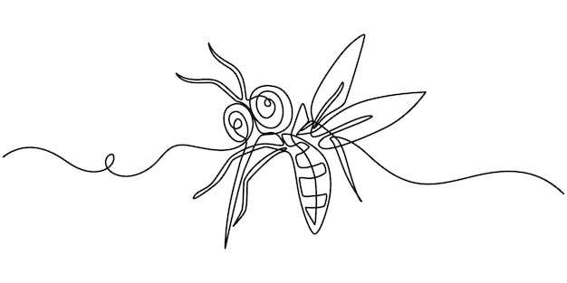 El mosquito del dengue dibuja una línea continua el mosquito dibujado en una línea