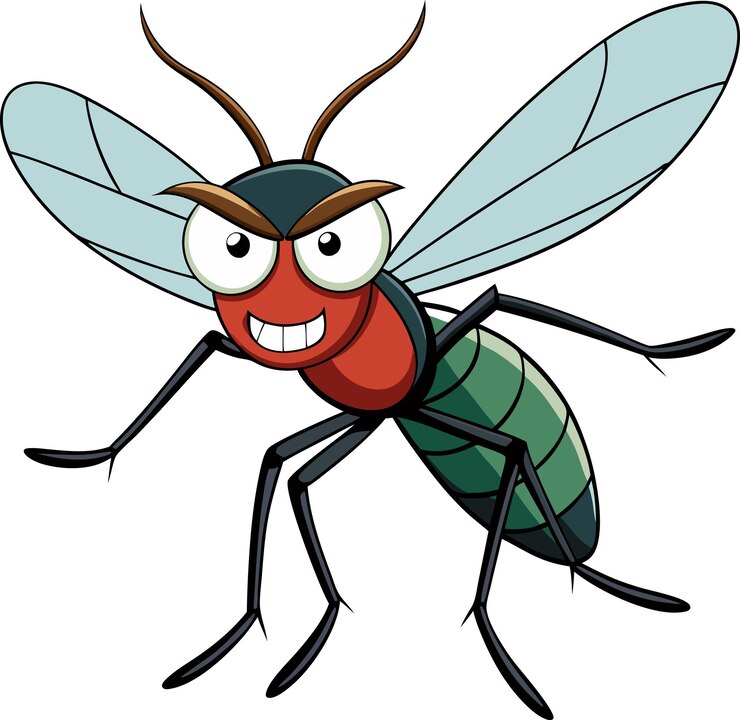 El mosquito enojado zumbando intensamente mirando fijamente listo para picar