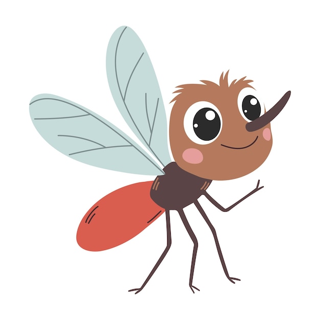 Un mosquito lindo Ilustración infantil Ilustración vectorial aislada sobre un fondo blanco