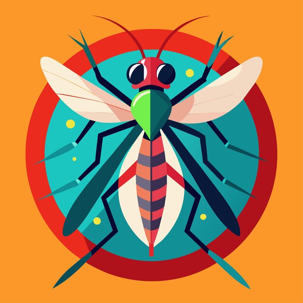 Vector mosquito con una señal de detención ícono vectorial negro rojo color desvanecido aislado en fondo blanco insec