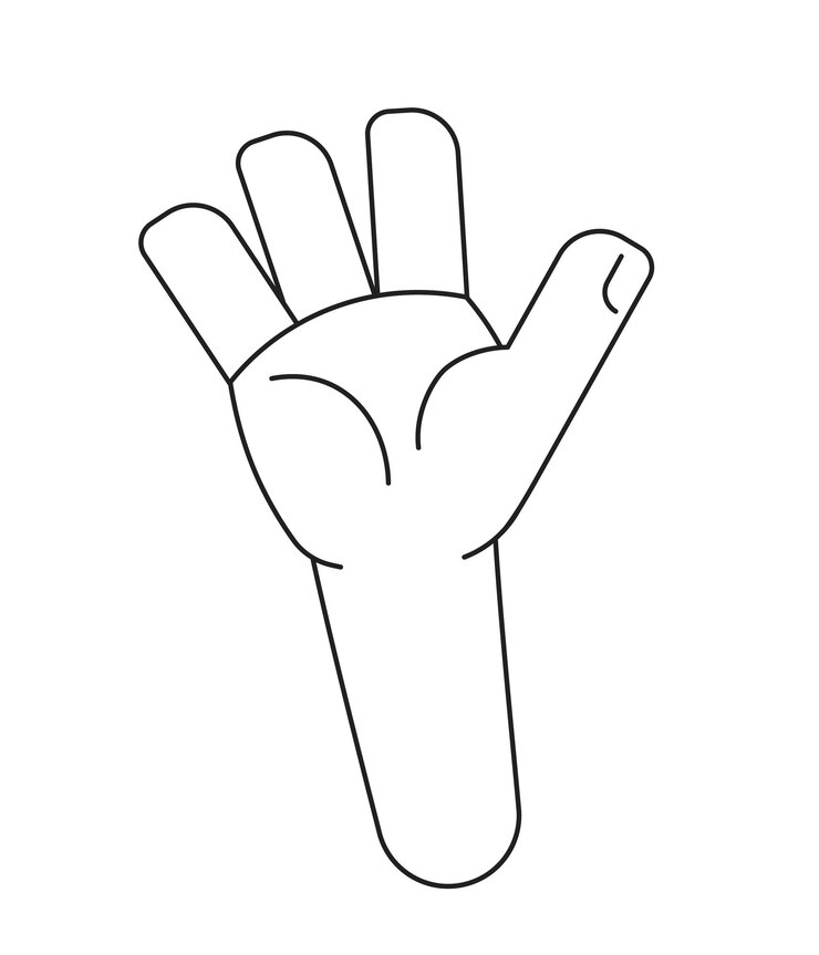 Vector mostrando y levantando la palma mano vectorial plana monocromática esperando icono de línea delgada en blanco y negro editable ilustración de lugar de clip art de dibujos animados simple para diseño gráfico web