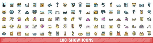 Mostrar 100 iconos establecido estilo de línea de color
