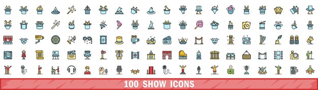 Mostrar 100 iconos establecido estilo de línea de color