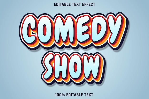 Mostrar comedia efecto de texto editable estilo de dibujos animados en relieve 3D