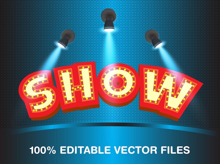 Vector mostrar efecto de estilo de texto editable en 3d con efecto de iluminación