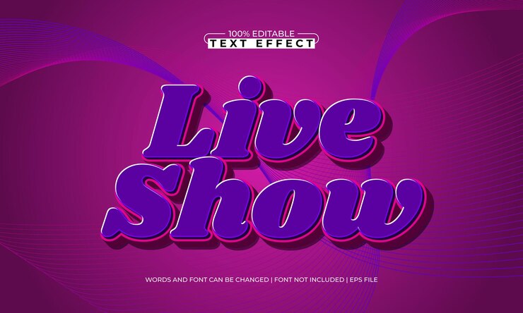 Vector mostrar efectos de texto editables en vivo con un tema de música y danza
