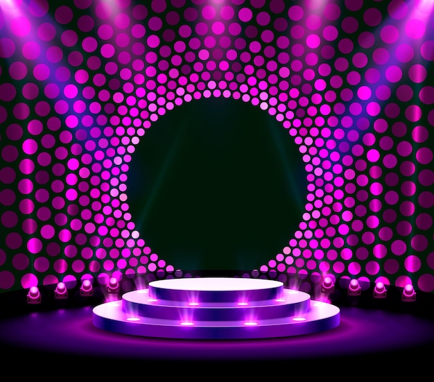 Mostrar fondo de estrellas de podio ligero. Ilustración vectorial
