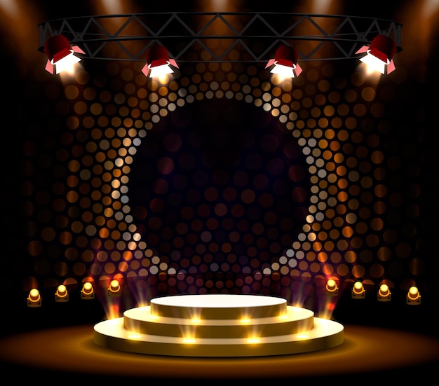 Mostrar fondo de estrellas de podio ligero. Ilustración vectorial