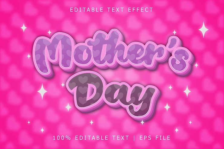 Vector mother39s day editable text effect 3 dimension relieve estilo moderno