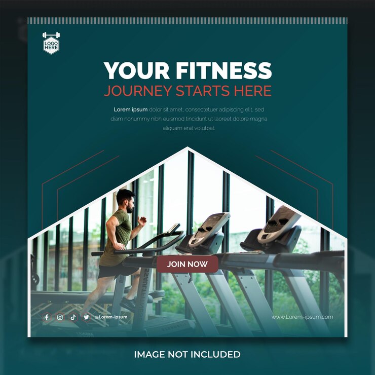 Motive Inspire Gym Fitness Plantilla de publicación en redes sociales
