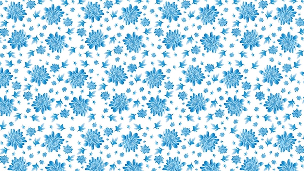 motivo bunga biru batik patrón de flores azul