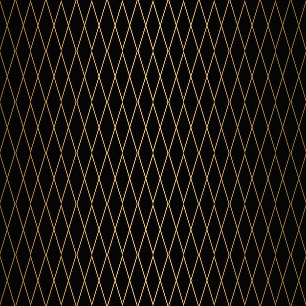 Motivo de diamante Con fondo dorado y negro sin costuras Líneas doradas elegantes Diseño de celosía de lujo