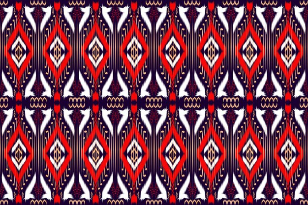 Motivo étnico hecho a mano hermoso arte Ikat étnico abstracto floral púrpura fondo arte popular