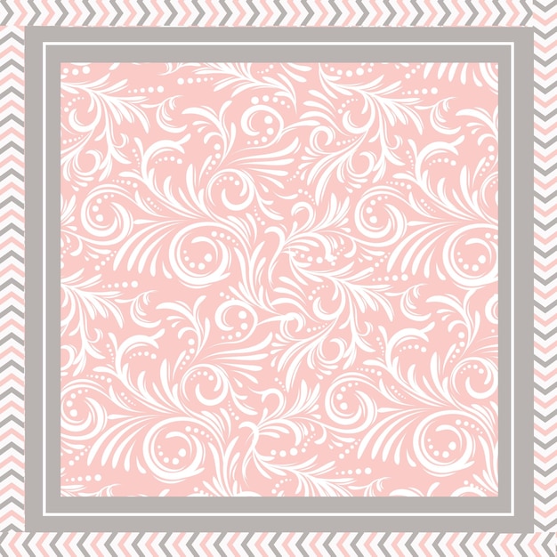 Vector motivo floral de bufanda vectorial sobre fondo rosa