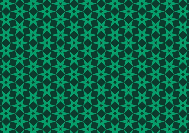 Motivo islámico geométrico abstracto con líneas verdes oscuras en un lienzo verde claro
