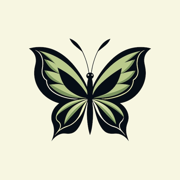 Motivo de silueta de mariposa vectorial y lustrado al estilo del logotipo