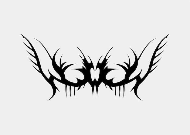 motivo de tatuaje tribal de la cabeza de un dragón con muchas espinas