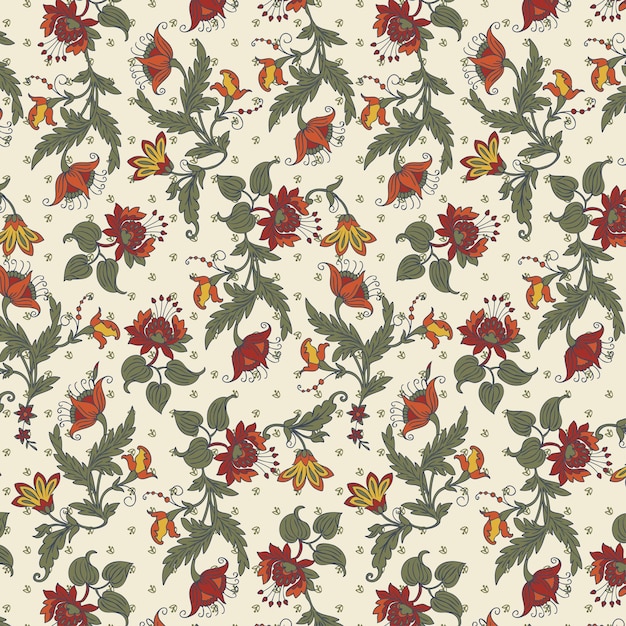 motivo de tela de diseño de batik tradicional de estilo floral de patrones sin fisuras