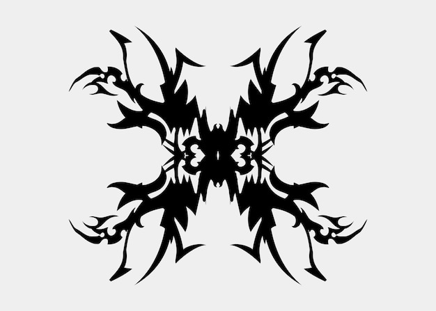 motivo tribal negro afilado simétrico aterrador