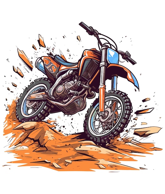 moto de cross extrema ilustración sobre fondo blanco