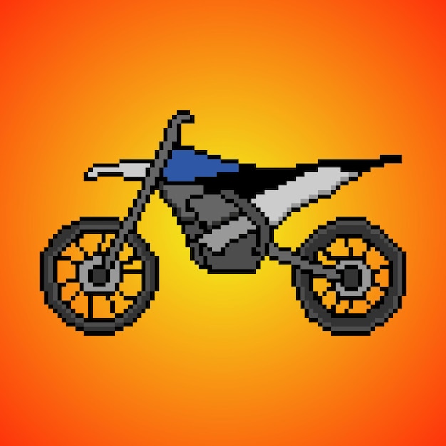 Moto de motocross con pixel art. ilustración vectorial