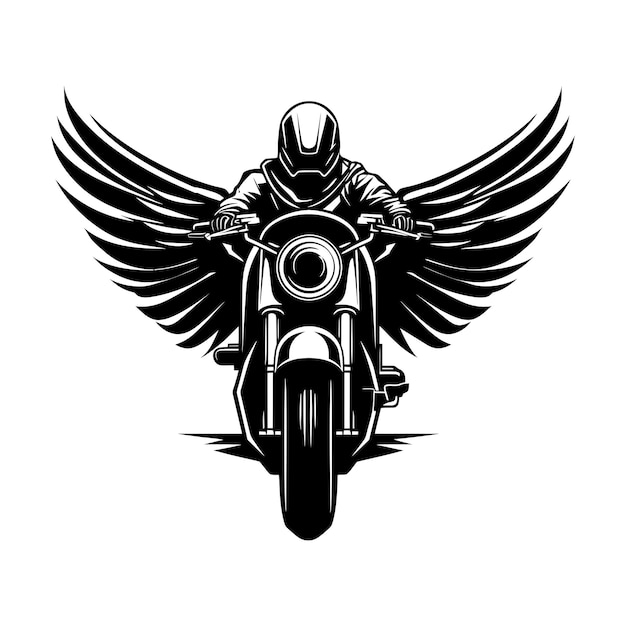 Motocicleta con alas y conductor con casco