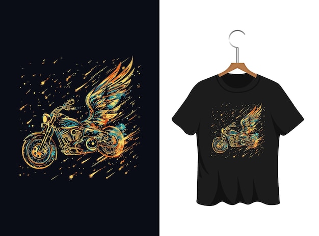 Vector motocicleta con alas obra de arte de diseño de camiseta