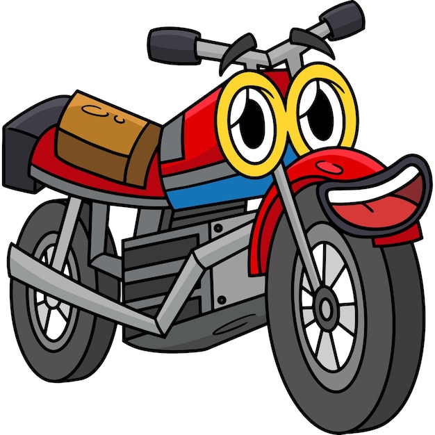 Vector motocicleta con la cara del vehículo de dibujos animados clipart