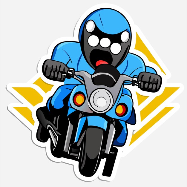 Vector motocicleta de carreras deportivas dibujada a mano plana con estilo adhesivo de dibujos animados icono concepto ilustración aislada