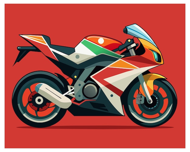 Vector una motocicleta con un casco rojo y blanco en ella