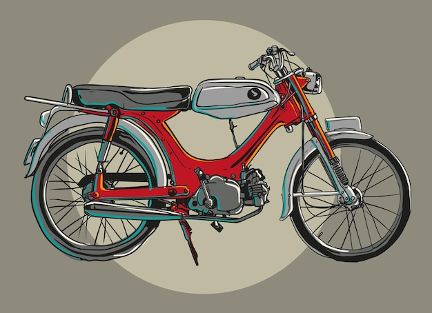 motocicleta de color dibujada a mano ilustración vectorial clásica imágenes prediseñadas, colección de arte lineal