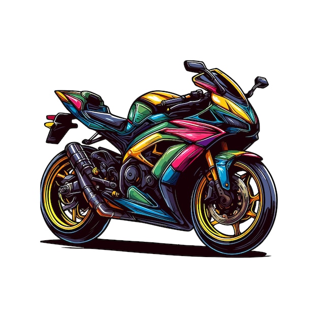 Una motocicleta colorida vectorial en un fondo blanco