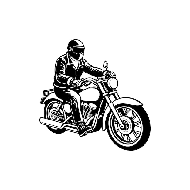 Motocicleta con hombre con gafas de sol silueta vectorial y archivos de ilustración coloridos